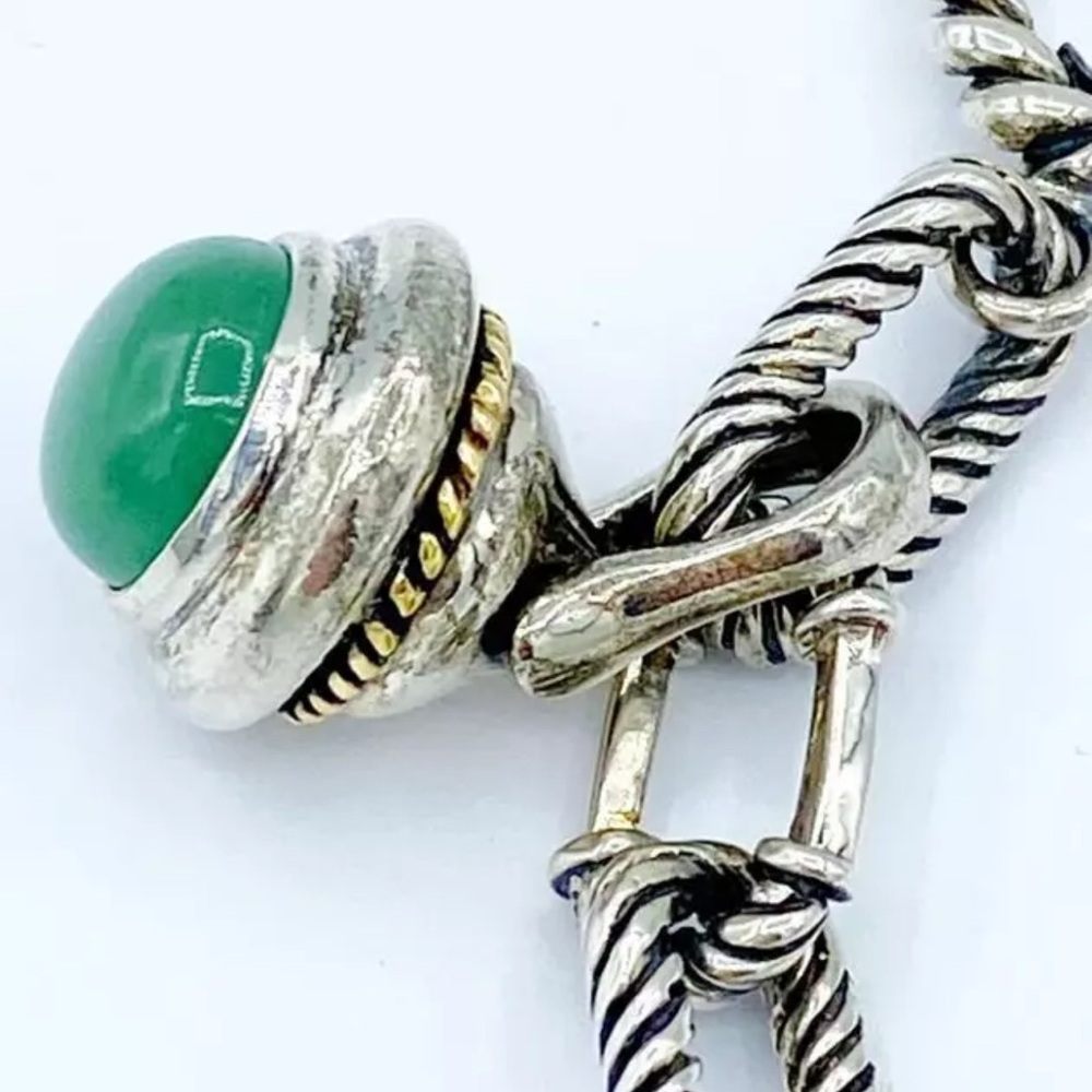 Samuel Benham Sterling Silver & 14kt gold Link Style  Toggle Bracelet - Picture 2 of 5